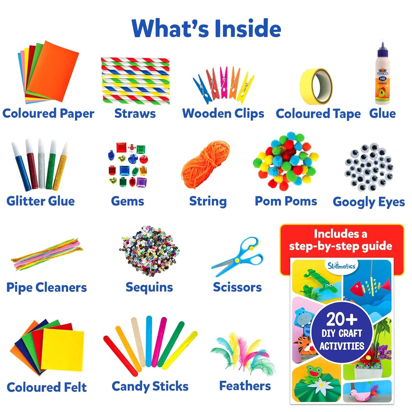 Skillmatics Ultimate Art & Craft Activity Kit for Kids – 2000+ DIY Craft Pieces with Step-by-Step Instructions, Creative Supplies & Gift Set for Girls & Boys Ages 6, 7, 8, 9, 10, 11, 12, & 13